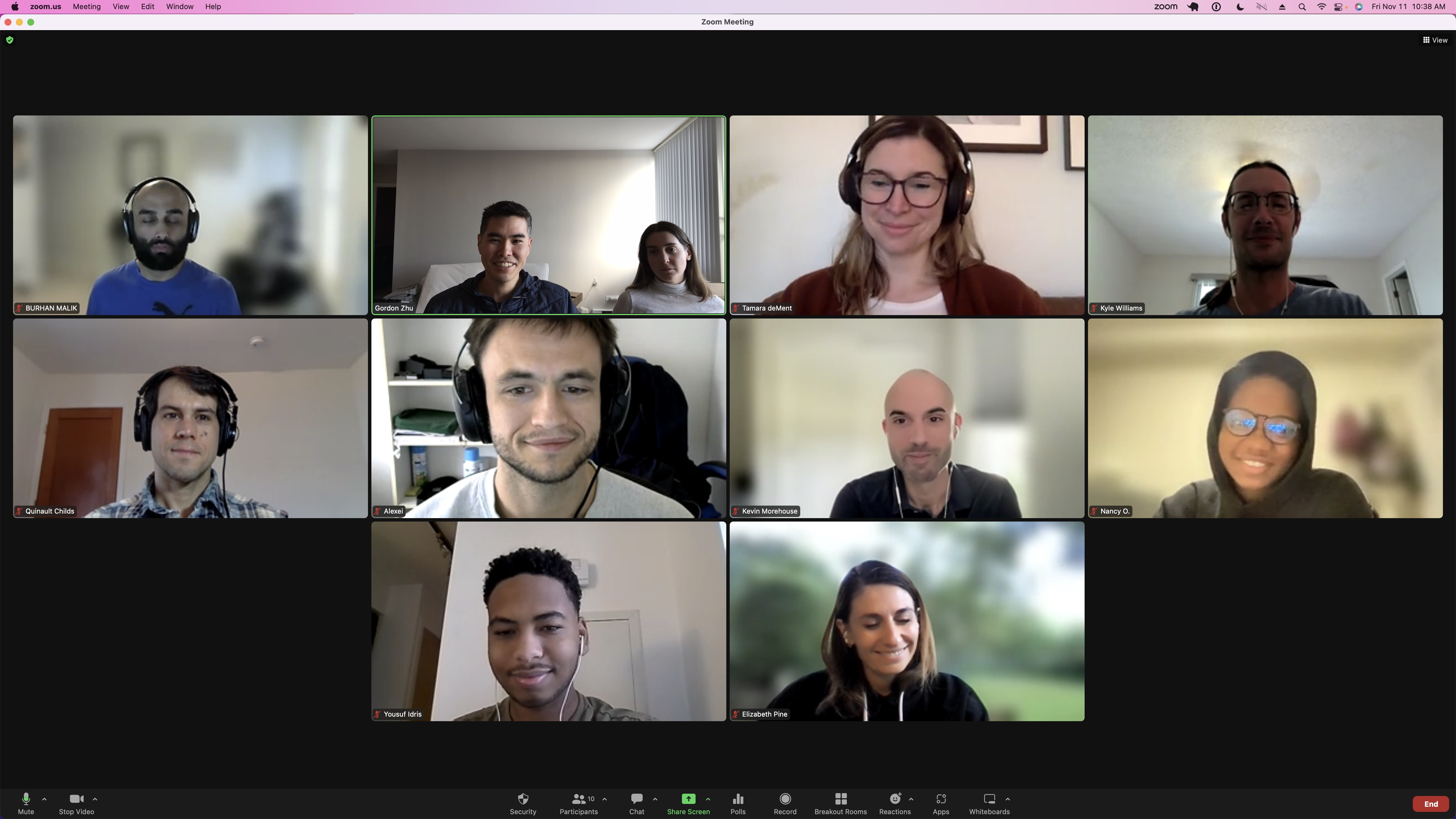 Screenshot of Friday meeting on Zoom